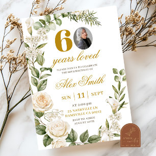 Invitation Photo d'anniversaire de femme adulte Rose et Lys B