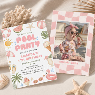 Invitation photo d'anniversaire de fête à la pisci