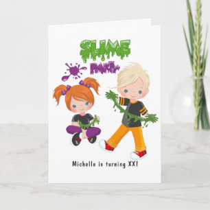 Invitation Photo d'anniversaire de fête de slime pour enfants