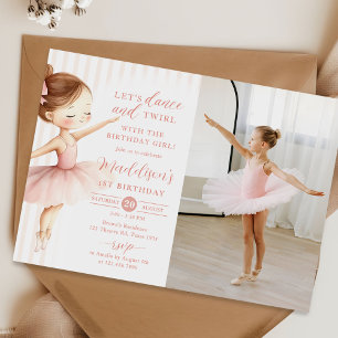 Invitation Photo d'anniversaire de fille danseuse de ballet e
