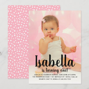 Invitation Photo d'anniversaire de filles noires et roses qui