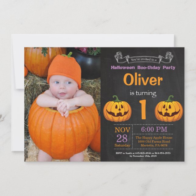 Invitation photo d'anniversaire de Halloween (Devant)