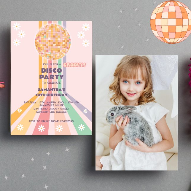 Invitation Photo d'anniversaire de la discothèque super (Photo Invitations)