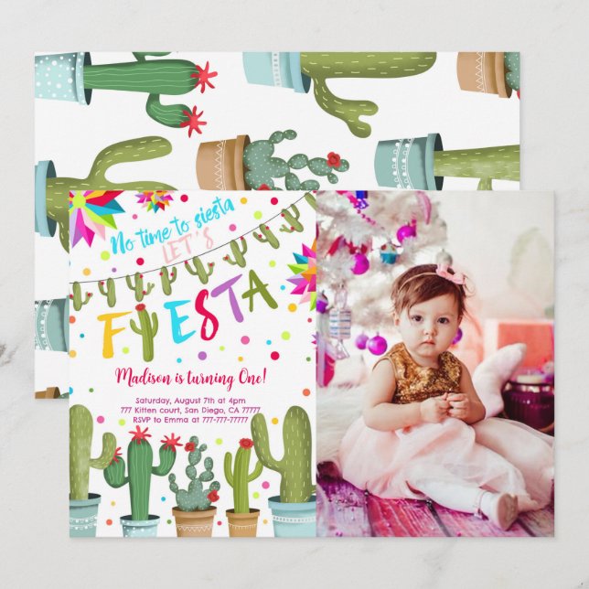 Invitation Photo d'anniversaire de la fête (Devant / Derrière)