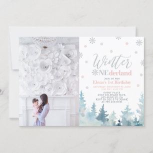 Invitation Photo d'anniversaire de la fille Winter Onederland