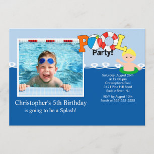 INVITATION PHOTO D'ANNIVERSAIRE DE LA PISCINE D'ÉTÉ