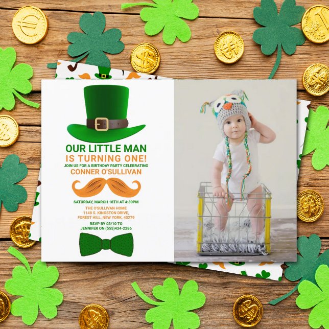 Invitation Photo d'Anniversaire de la St. Patrick de Leprecha (Créateur téléchargé)