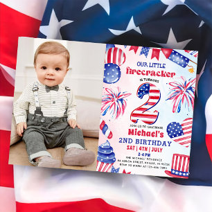 Invitation Photo d'anniversaire de Little Firecracker pour so