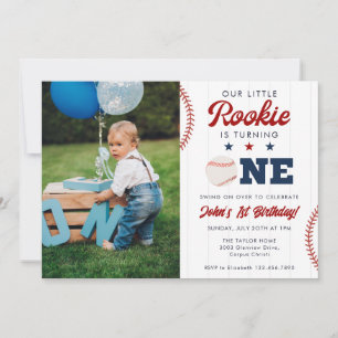 Invitation Photo d'anniversaire de Little Rookie Baseball 1er