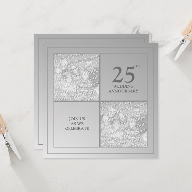 Invitation Photo d'anniversaire de mariage Past & Present Arg (Devant/Arrière en situation)