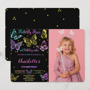 Invitation photo d'anniversaire de papillon