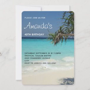 Invitation Photo d'anniversaire de scène de plage océanique b