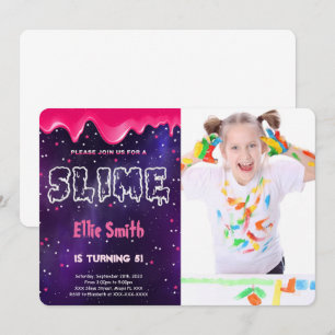 Invitation photo d'anniversaire de slime