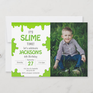 Invitation Photo d'anniversaire de Slime Party