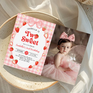 Invitation Photo d'anniversaire des 2 ans de Strawberry Two S