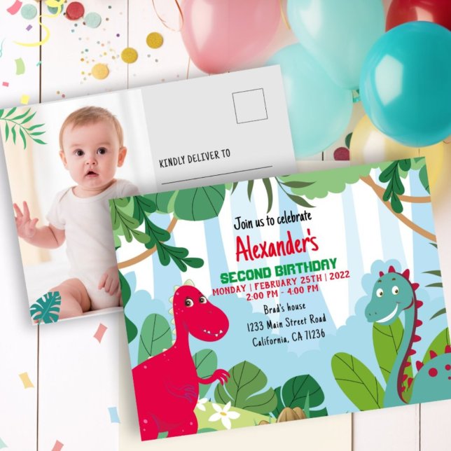 Invitation photo d'anniversaire dinosaure (Créateur téléchargé)