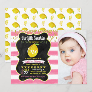 Invitation Photo d'anniversaire du citron Little Sunshine
