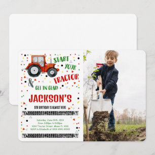 Invitation photo d'anniversaire du tracteur