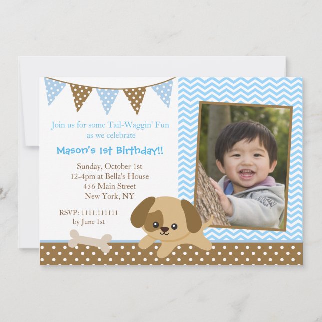 Invitation Photo d'anniversaire d'un chien coquelicot Invitat (Devant)