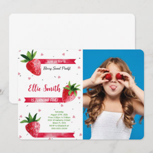 Invitation photo d'anniversaire fraise