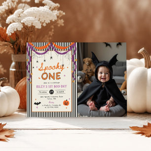 Invitation Photo d'anniversaire Halloween d'un an Spooky One