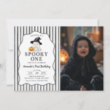 Invitation photo d'anniversaire Halloween Spooky O