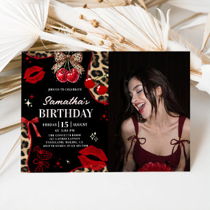 Invitation Photo d'anniversaire Léopard Guépard Coquette Ceri