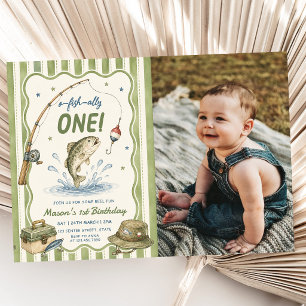 Invitation Photo d'anniversaire O-Fish-Ally One avec des band