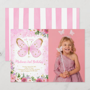 Invitation photo d'anniversaire papillon