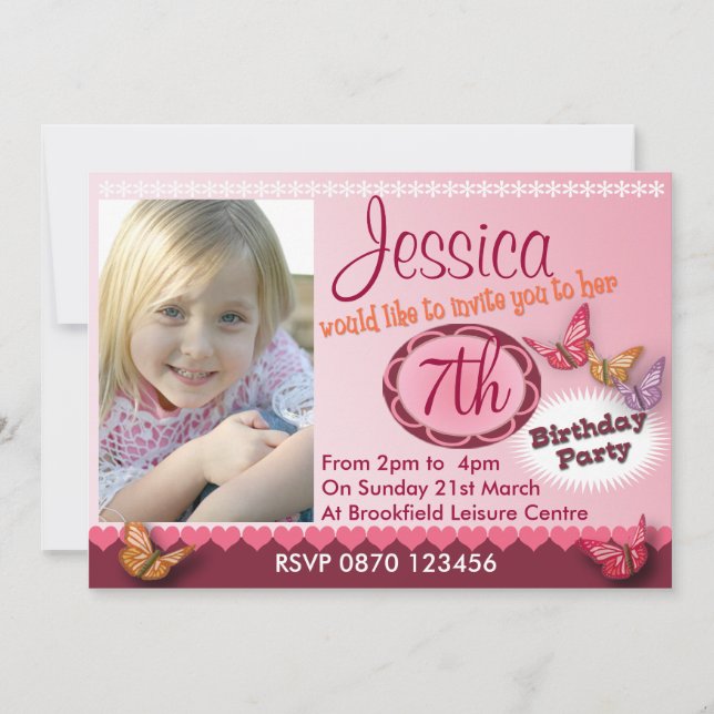 Invitation photo d'anniversaire pour filles - n'im (Devant)