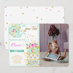 Invitation photo d'anniversaire Tea Party