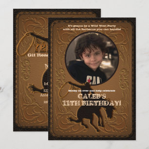 Invitation Photo d'anniversaire Western Cowboy Western sauvag