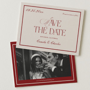 Invitation Photo d'annonce de mariage d'opéra rouge profond