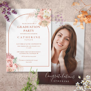 Invitation Photo d'arche en herbe de Pampa pour fête de fin d