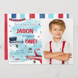 Invitation photo d'avion bleu