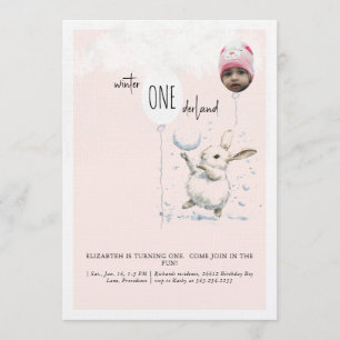 Invitation Photo de 1er anniversaire Hiver Wonderland Anniver