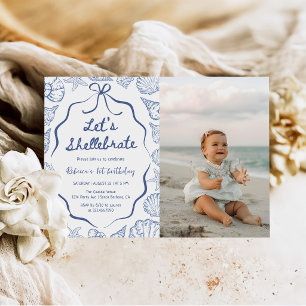 Invitation Photo de 1er anniversaire Shellebrate Seashell Coa
