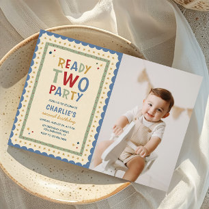 Invitation Photo de 2e anniversaire coloré et prêt à faire la