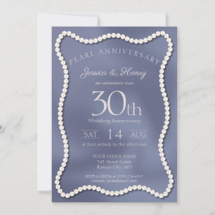 Invitation Photo de 30e anniversaire de mariage Elegant Blue 