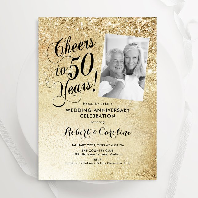 Invitation Photo de 50e anniversaire de mariage en or (Créateur téléchargé)