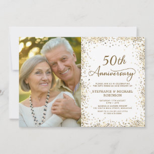 Invitation Photo de 50e anniversaire de mariage moderne avec