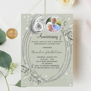 Invitation photo de 60e anniversaire de mariage diamants vert