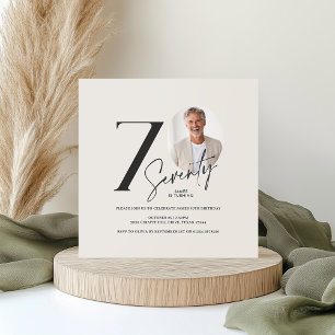 Invitation Photo de 70e anniversaire minimaliste moderne