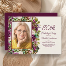 Photo de 80e anniversaire aux fleurs roses violett