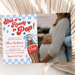 Invitation Photo de Baby Shower 'Arc Bleu Elle est Prête à Ac