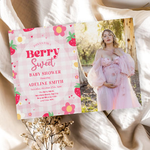 Invitation Photo de Baby Shower aux fraises sucrées d'été