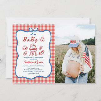 Invitation Photo de Baby Shower Baby Q Backyard BBQ 4 juillet
