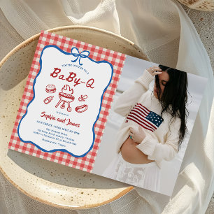 Invitation Photo de Baby Shower Baby Q Backyard BBQ 4 juillet