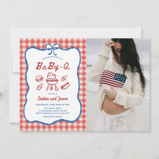Invitation Photo de Baby Shower Baby Q Backyard BBQ 4 juillet
