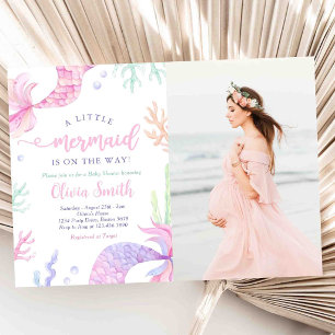 Invitation photo de Baby Shower de sirène sous la